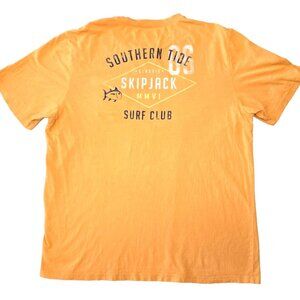 Men's SOUTHERN TIDE "Skip Jack - Surf Club" Orange XL Pocket T-shirt.